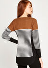Zip Stripe Curve Jumper, Rust, large