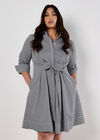 Cotton Stripe Shirt Mini Dress, Navy, large