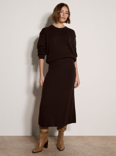 Fine Knit Cable Midi Skirt