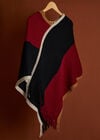 Colour Block Asymmetric Poncho, Black, large