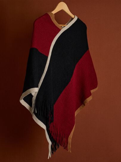 Colour Block Asymmetric Poncho