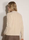Bobble Cable Knit Jumper, Stone, large