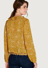 Star Print Ruffle Detail Blouse, Mustard, large