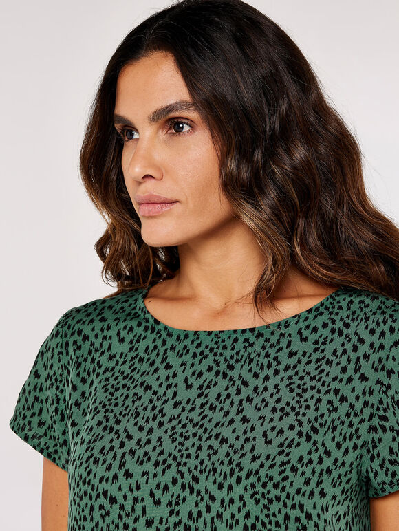 Ikat Dot Oversized Top, Green, large