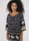 Bardot Tribal Elephant Dress, Navy, large
