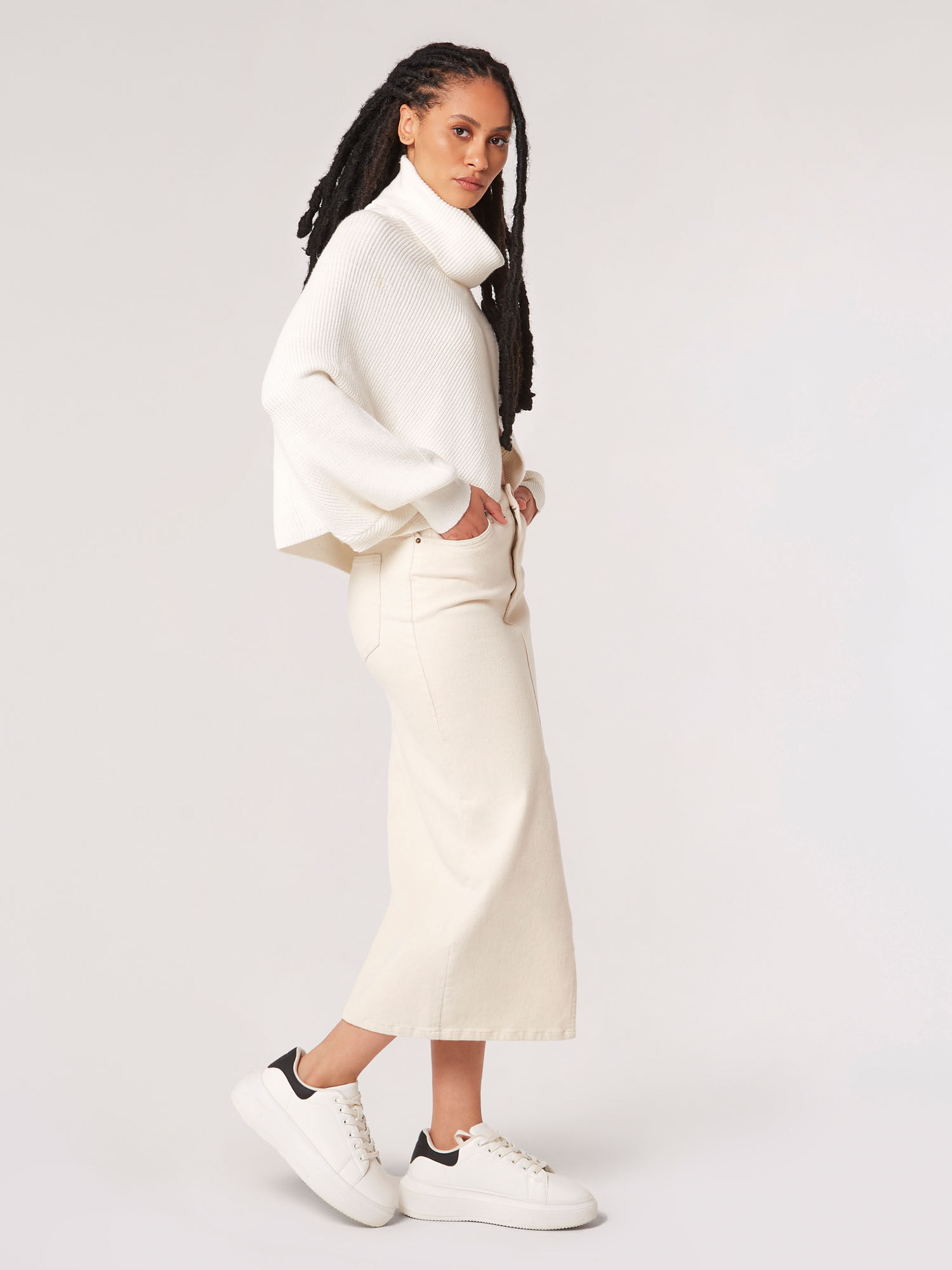 Cowl Neck Ribbed Wrap Jumper Apricot Clothing
