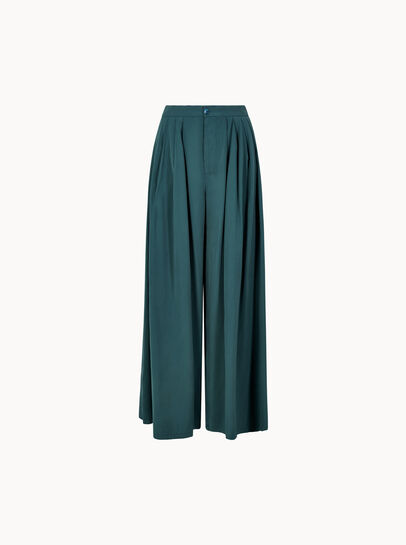 Soft Pleat Wide-Leg Trousers