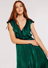 Satin Ruffle wrap Dress, Green, large