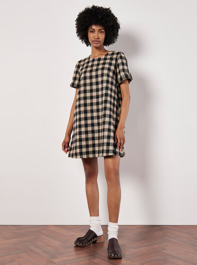 Check Print Swing Mini Dress