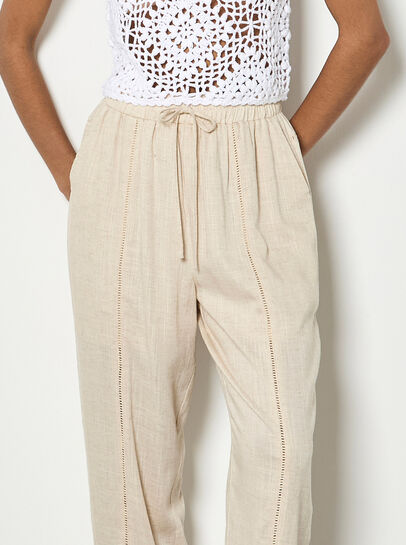 Ladder Lace Insert Linen Joggers