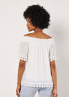 Crochet Lace Trim Bardot Top, Cream, large