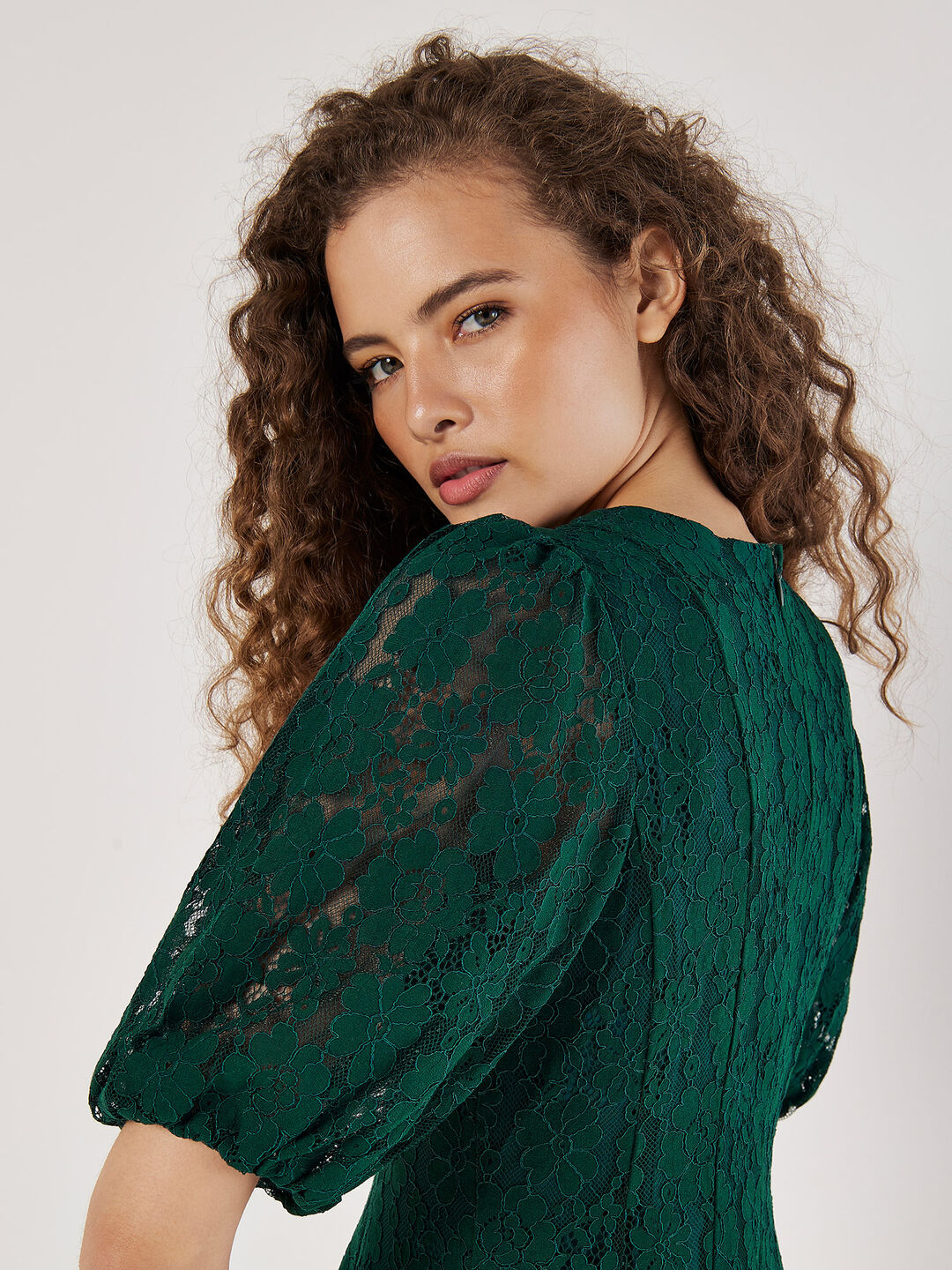 green lace skater dress Floral Lace Skater Mini Dress