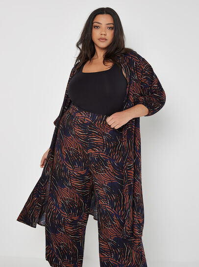Curve Abstract Swirl Shirt Midi Dress