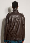 Oversized Faux Leather Jacket, Brown, large