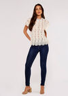 Embroidered High Neck Top, Stone, large