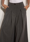 Wide-Leg Pleat Pinstripe Trousers, Grey, large