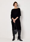 Ribbed Knit Cocoon Midi Dress, Black, large