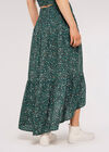 Ditsy Shirred Maxi Skirt, Green, large