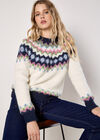 Chunky Knit Fair Isle Jumper, White, large