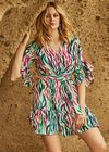 Multicolour Zebra Wrap Dress, Green, large