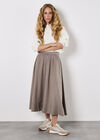 Soft Woven A-Line Midaxi Skirt, Grey, large