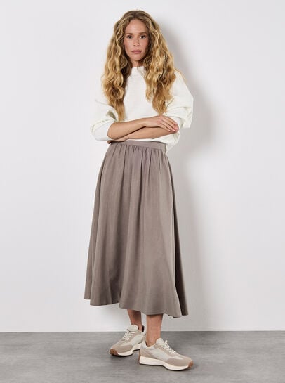 Soft Woven A-Line Midaxi Skirt