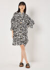 Zebra Oversized Tiered Mini Dress, Black, large