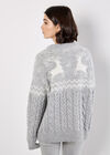 Reindeer Chunky Cable Knit Jumper, Grey, large
