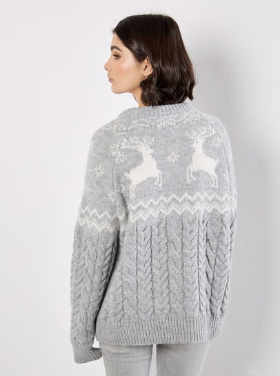 Reindeer Chunky Cable Knit Jumper