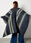 Bold Stripe Blanket Cape, Blue, large