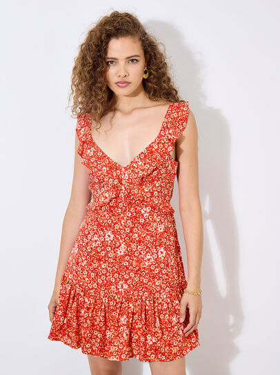 Ditsy Floral Ruffle Mini Dress