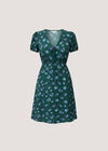 Vintage Floral Mini Tea Dress, Pine Green, large