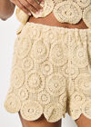 Crochet Circle Cotton Mini Shorts, Stone, large