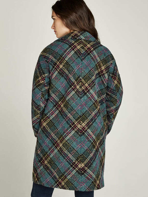Teal Plaid Coat, Teal, large