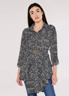 Printed Hanky Hem Dress, Black, large