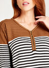 Zip Stripe Curve Jumper, Rust, large