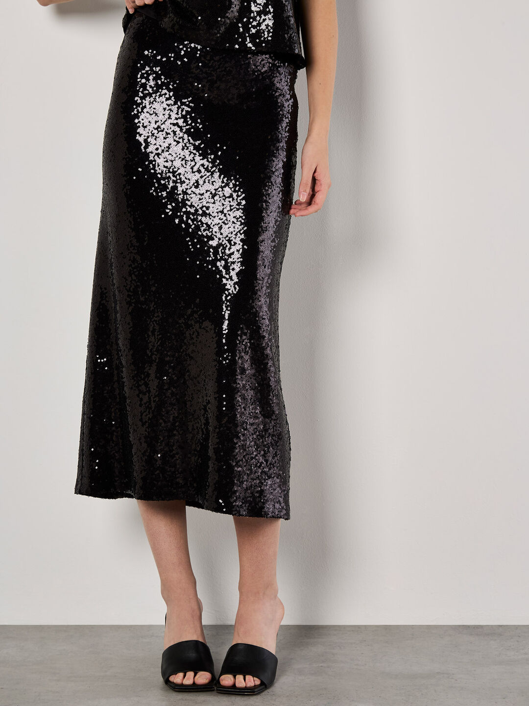Image of Sequin Bias Cut Midaxi Skirt