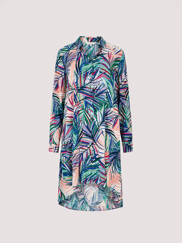 High-Low Tropical Mini Dress, Pink, large