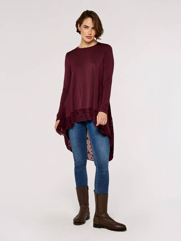 Butterfly Lace Panel Top, Burgundy, large