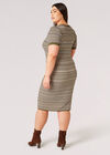 Curve Stripe Knit Midi Dress, Khaki, large