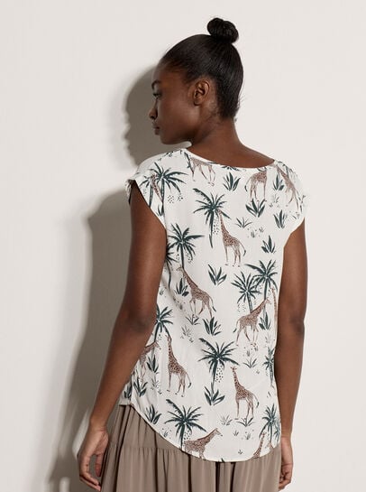 Giraffe Tropical Woven T-Shirt