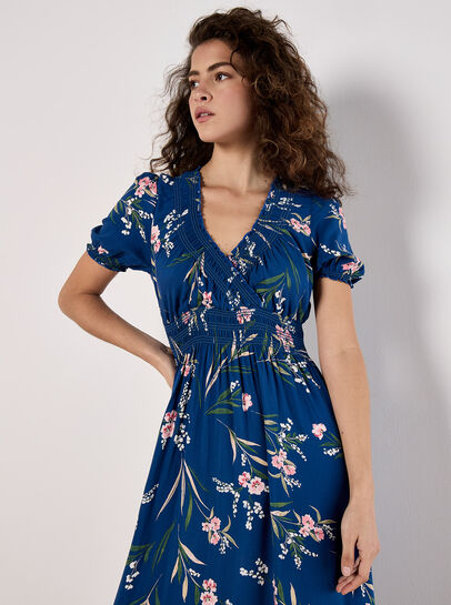 Watercolour Floral Smocked Maxi Dress