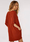 Soft-Touch Cocoon Mini Dress, Rust, large