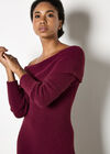 Fluffy Bardot Midaxi Dress, Burgundy, large