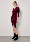 Glitter Velvet Wrap Midi Dress, Burgundy, large