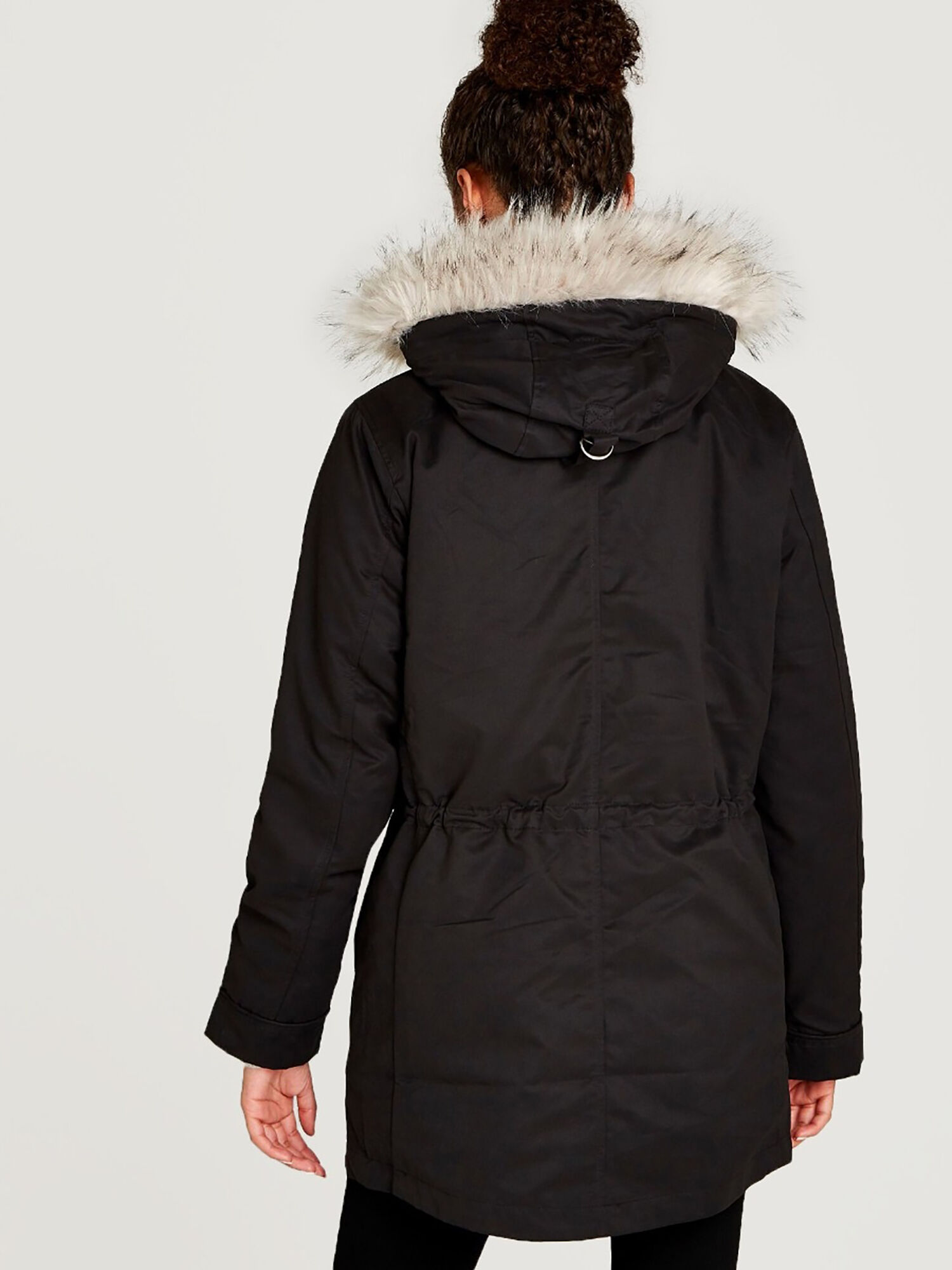 Removable Padding Faux Fur Hood Coat Apricot Clothing