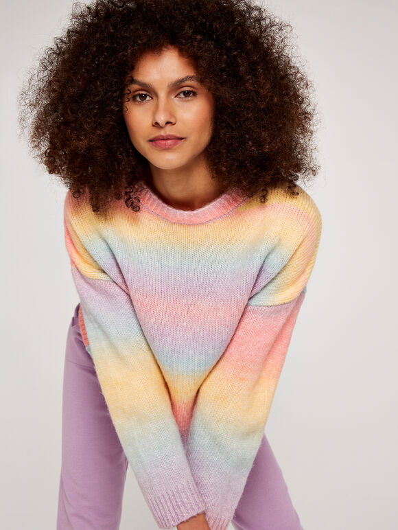 Rainbow Ombre Jumper, Pink, large