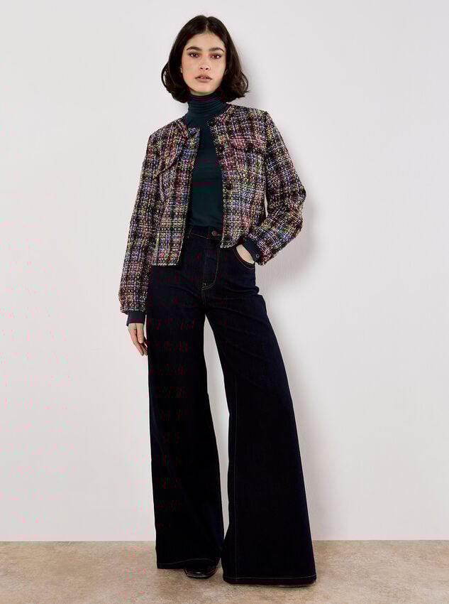 Multicoloured Tweed Jacket, Black, large