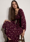 Floral Midi Dress, Burgundy, large