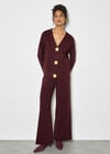 Statement Hammered Buttons Lightweight Cardigan, Burgundy, large